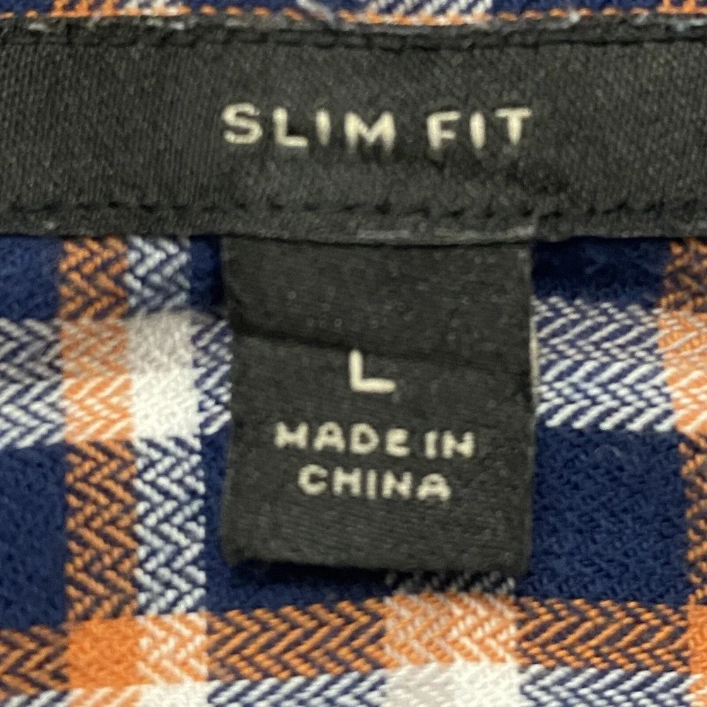 Banana Republic Luxe Flannel Slim Fit Mens Shirt L‎ Multicolor Plaid Long Sleeve